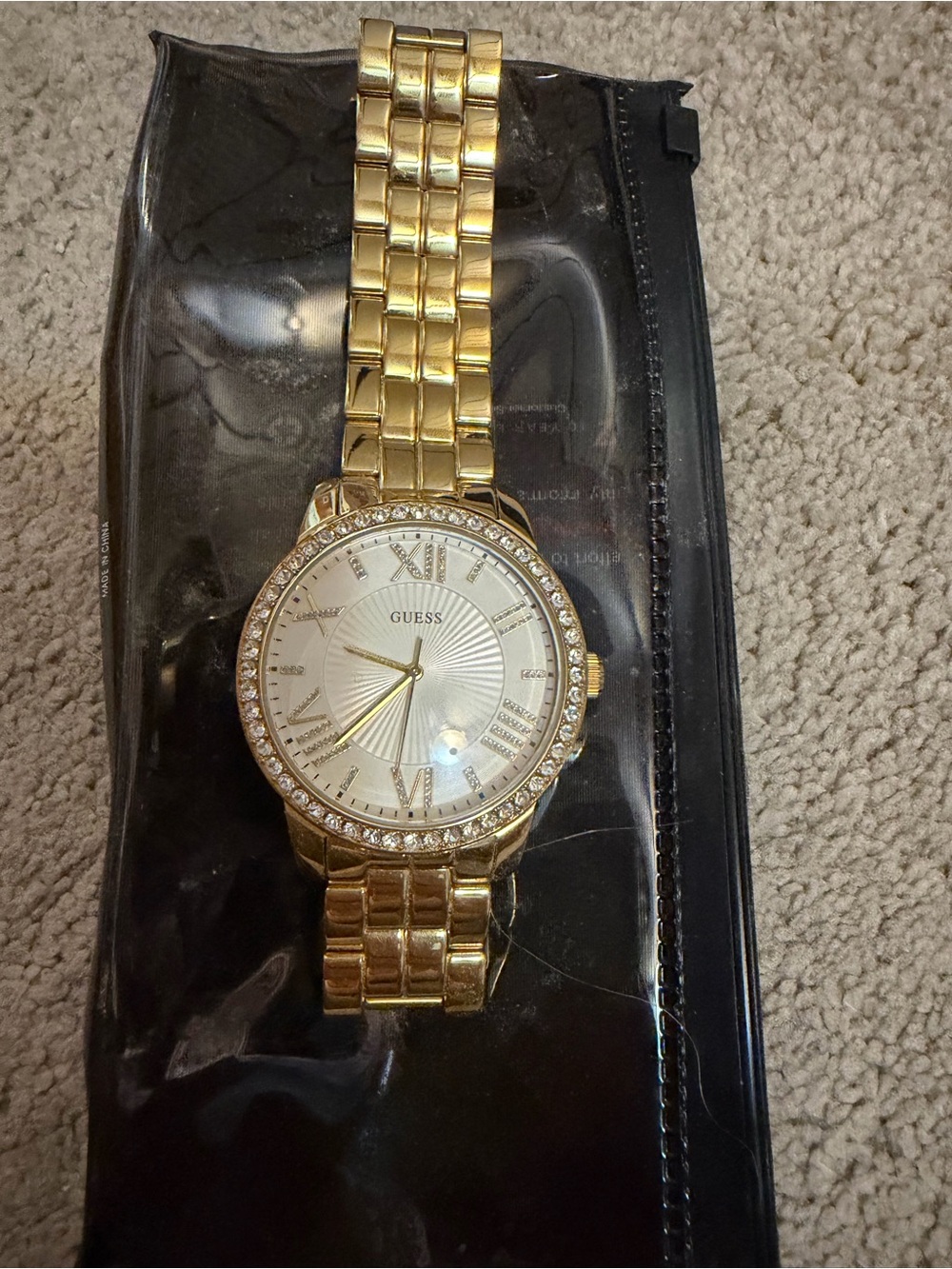 Guess Gold-Tone Crystal Accent Women's Bracelet Watch